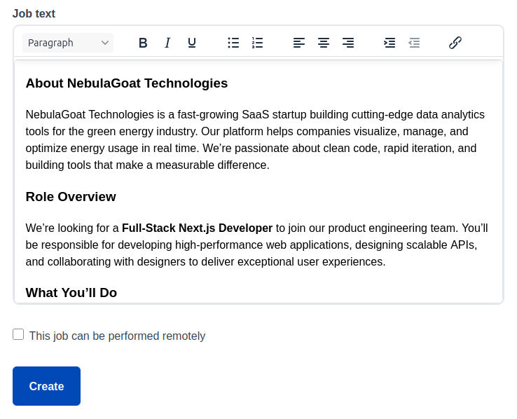 Job Posting - Text and Remote Option
